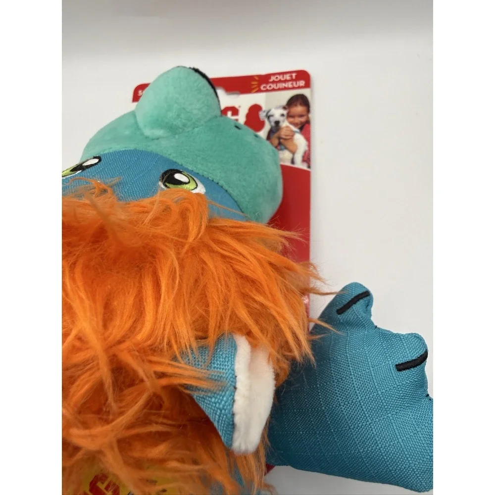 KONG Cozie Ultra Lucky Lion Dog Toy Large Ultra-Tex Squeaker Blue ZYL14
